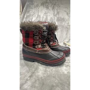 Tamarack Thinsulate AK-112812-1 Women's 7 Winter Boot Black Red Buffalo Plaid